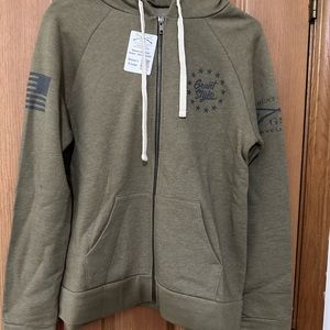 Gruntstyle Olive hooded sweatshirt jacket XL